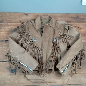 Open Road Wilsons Leather Fringe Suede Western Jacket Mens Medium Tan Brown